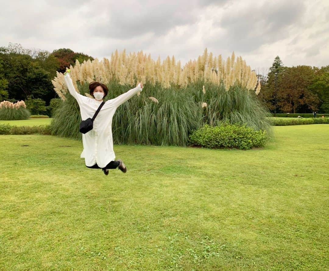 田中瞳さんのインスタグラム写真 - (田中瞳Instagram)「. ゆったりとしたシャツを着て恥ずかしげもなく飛ぶと モモンガさながらのフォルムになります。  #pampasgrass」10月31日 0時53分 - hitomi_tanaka_9