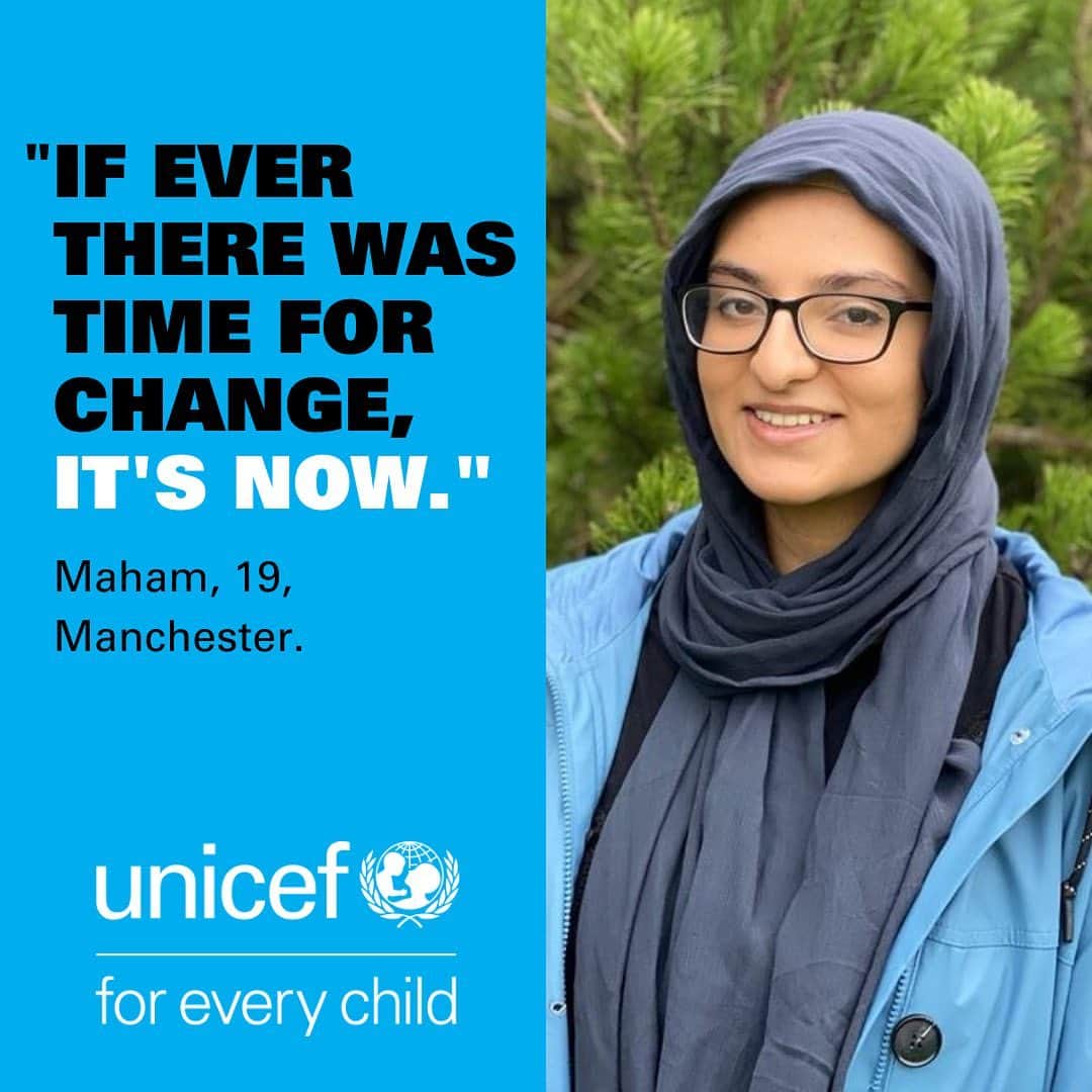 トム・ヒドルストンのインスタグラム：「Hello, I am Maham, I am a member of @unicef_uk’s Youth Advisory Board. A huge thanks to Tom for lending me his platform today, on the first day of #COP26, to amplify the voices of young people around the world.  If ever there was a time for change, it’s now. We know exactly where we are headed if we choose inaction again. Today, on the first day of the conference, I am hopeful that we will take tangible and specific actions that will pave the road towards climate stability.  We do this for us, children and young people around the globe, and for future generations, who deserve to have their rights fully realised on an earth free from the consequences of their ancestors' passivity.  In today’s @thetimes, you will find our Youth Advisory Board's open letter, signed by Tom, along with other @unicef_uk ambassadors, supporters and @unicef Goodwill Ambassadors. This support reminds us that young people's voices are valued, and there is hope for the future if change starts today.  Please sign UNICEF UK’s petition to protect future generations, the link is above in Tom’s bio. Thank you! #ClimateCrisis #VoicesOfYouth」