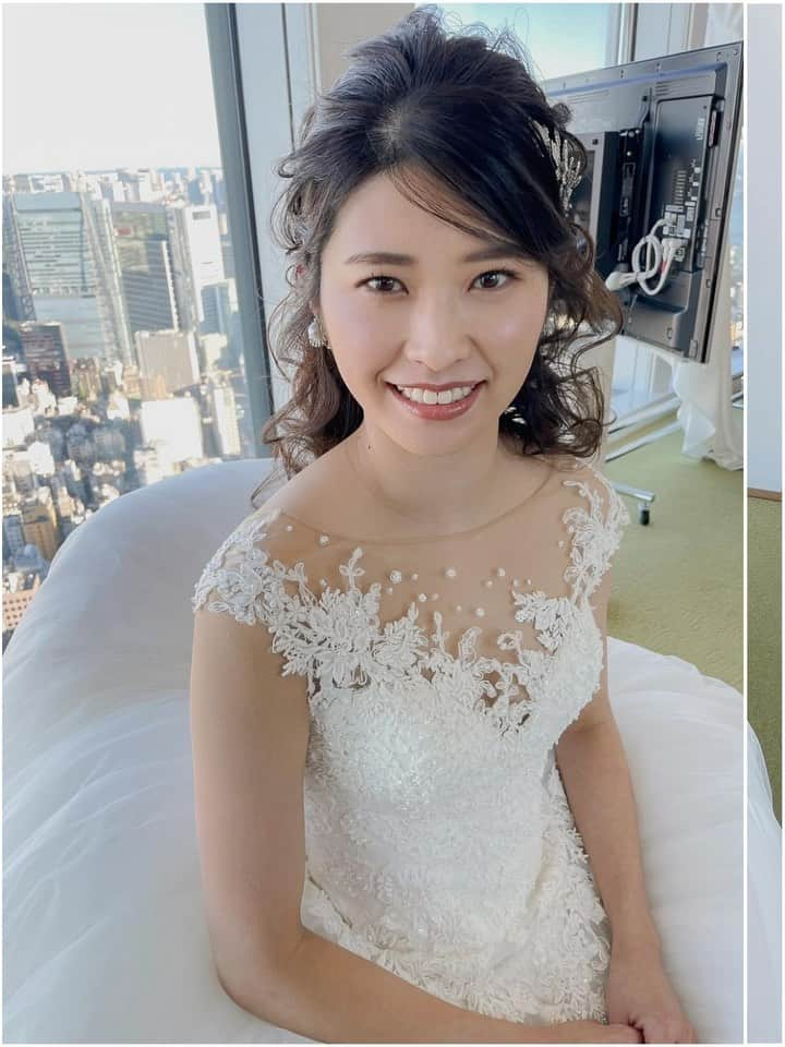 yuudaiのインスタグラム：「先日のウェディングヘアメイクの素敵花嫁様👰‍♀️💕 メイクも肌感をとても大切に厚塗りメイクではなくナチュラルだけどとっても綺麗に見えるメイク💄 ヘアも大人ハーフアップで、前髪に少し透け感のあるポイント毛束を作ることで抜け感UP🙌🏻✨ @yukino.maisonderirebride  ・ ・ ・ #前撮りドレス#動画編集#映像#映像制作#映像クリエイター#前撮り洋装#プロフィールムービー#エンドロール#前撮り写真#結婚式ムービー#ムービー#結婚式エンドロール#結婚式動画#ウェディングムービー#オープニングムービー#結婚式撮影#結婚式映像#ブライダルヘアメイク#ヘアアクセサリー#ウェディングドレス#ブライダルネイル#外注ヘアメイク#パレス花嫁#グラハイ花嫁 #アンダーズ花嫁#東京會舘花嫁#アンダーズ東京#東京會舘#パレスホテル#グランドハイアット東京」