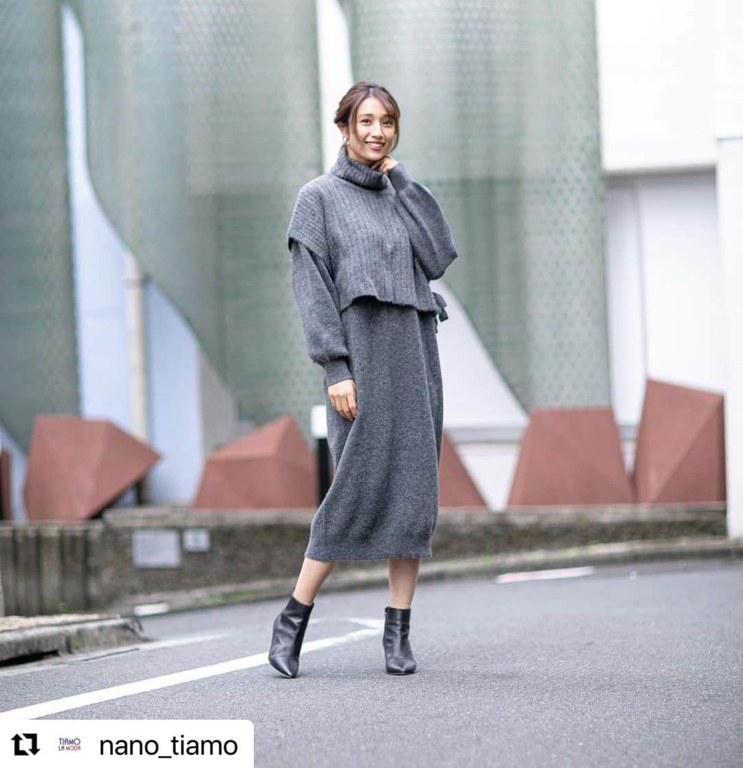 広瀬未花さんのインスタグラム写真 - (広瀬未花Instagram)「#Repost @nano_tiamo with @make_repost ・・・ ティアモ·ラ·モーダNo.224が11月18日（木）ON AIR！ テーマは『【ACATE別注】軽量&防水！レザーなのにハイスペック　アカーテ新作バッグ出た！』 . ぜひお楽しみください！ . ▼広瀬未花さん着用アイテム▼ . nano·universe: WEB限定/タートルポンチョニットセットアップワンピース 長袖 ¥10,450(tax in) 品番: 6752119301 . @nano_tiamo @yusuke__fukushima @micahirose @nanouniverse_official #NANOUNIVERSEMENS#ITEMINFO#nanouniverse#nano#MENSFASHION#MENS#ootd#OUTFIT#COORDINATE#FASHIONITEM#fashionchannel#nano_tiamo #ファッションスナップ #スナップ #ファッション #ナノユニバース #コーディネイト #メンズ #メンズファッション #ファッションアイテム #コーデ #ファッション番組 #ティアモ #ハイスペック #新作バッグ #レザー」12月2日 18時31分 - micahirose