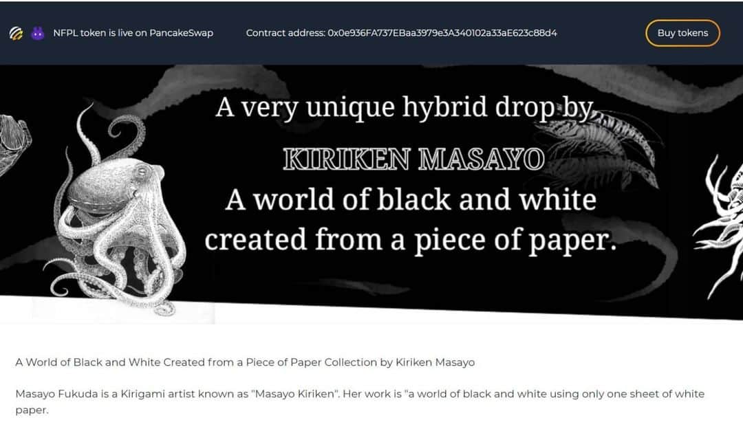 切り剣Masayoのインスタグラム：「[Launch] NFT art sales project on Dec. 3, 2021 https://niftyplanet.co/collection/kiriken-masayo  We will sell them as NFT art works based on our representative works such as Octopus and King of Herrings.  I have decided to start a new challenge as a first step to let more people around the world know and enjoy paper cutouts.  Thank you for your support!  【始動】2021年12月3日、NFTアートの販売プロジェクト https://niftyplanet.co/collection/kiriken-masayo  代表作のOctopusやリュウグウノツカイなどを元にしたNFTアート作品として販売いたします。  世界中に方に切り絵を知っていただき、楽しんでいただく第一歩として、新しい挑戦を始めることを決意いたしました。  応援をよろしくお願いいたします！  #nft #nftart #nftartist #nftartists #nfts #nftdrop #nftnews #nftartwork #NFTｱｰﾄ」
