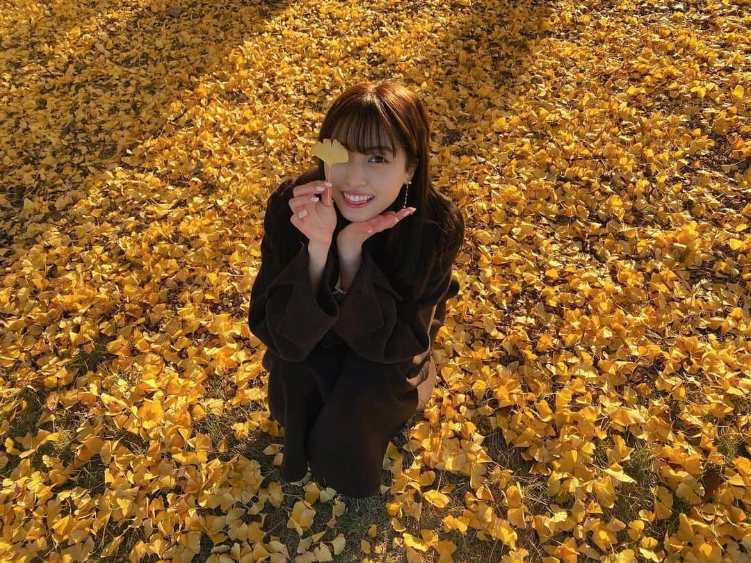 村島未悠さんのインスタグラム写真 - (村島未悠Instagram)「親友と紅葉デート🍁 お天気良くて 気持ちよかったなぁ😌  #新宿御苑 #紅葉 #イチョウ  #紅葉デート」12月2日 21時13分 - happy_miyu0827