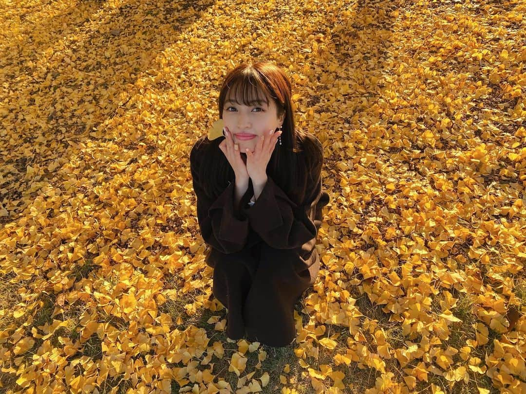 村島未悠さんのインスタグラム写真 - (村島未悠Instagram)「親友と紅葉デート🍁 お天気良くて 気持ちよかったなぁ😌  #新宿御苑 #紅葉 #イチョウ  #紅葉デート」12月2日 21時13分 - happy_miyu0827