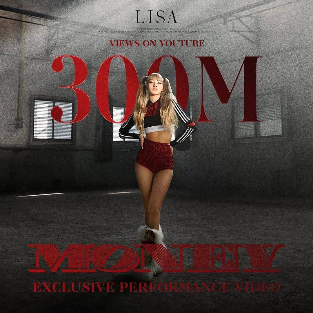 リサさんのインスタグラム写真 - (リサInstagram)「#LISA ‘MONEY’ EXCLUSIVE PERFORMANCE VIDEO HITS 300 MILLION VIEWS  Congratulation LISA! 🎉 . . . #LISA #LALISA #리사 #블랙핑크 #BLACKPINK #LALISAMANOBAN #LALISAMANOBAL #blackpinklisa #lisablackpink」11月29日 8時06分 - lisa.blackpink