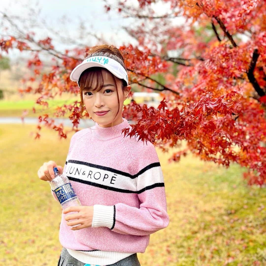 のインスタグラム：「紅葉がピークな佐賀の写真🍁 やはり関東よりも寒かった😲 美味しい物いっぱいたべて 本当に楽しかったな❤️  乾燥が続いてるからお肌のためにも お水はいっぱい飲むようにしてる！ 毎日2リットルは難しいけど、 のむシリカは　@nomusilica_official 中硬水なのに軟水みたいに飲みやすい👍 女性には嬉しいデトックス効果や 4大ミネラルの含有量が多く、 新陳代謝が上がり肌にもいいらしい✨✨ 20％オフキャンペーンも今やってるよ😊 しかも2箱で送料無料😊 . #ゴルフ#ゴルフ女子#シリカ #シリカ水 #のむシリカ #supported#ナチュラルミネラルウォーター #霧島天然水 #美容 #デトックス #ダイエット #ケイ素 #霧島天然水」
