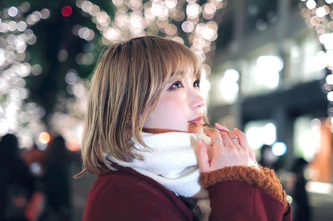 柊里杏のインスタグラム：「イルミネーションが綺麗な季節になりましたね」