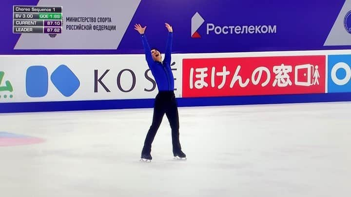 ミーシャ・ジーのインスタグラム：「It made me smile to see when a skater shares emotions with the audience, and the audience shares their emotions in return.” Kazuki Tomono - La La Land 🥉 #CoR  #CoachChoreo」