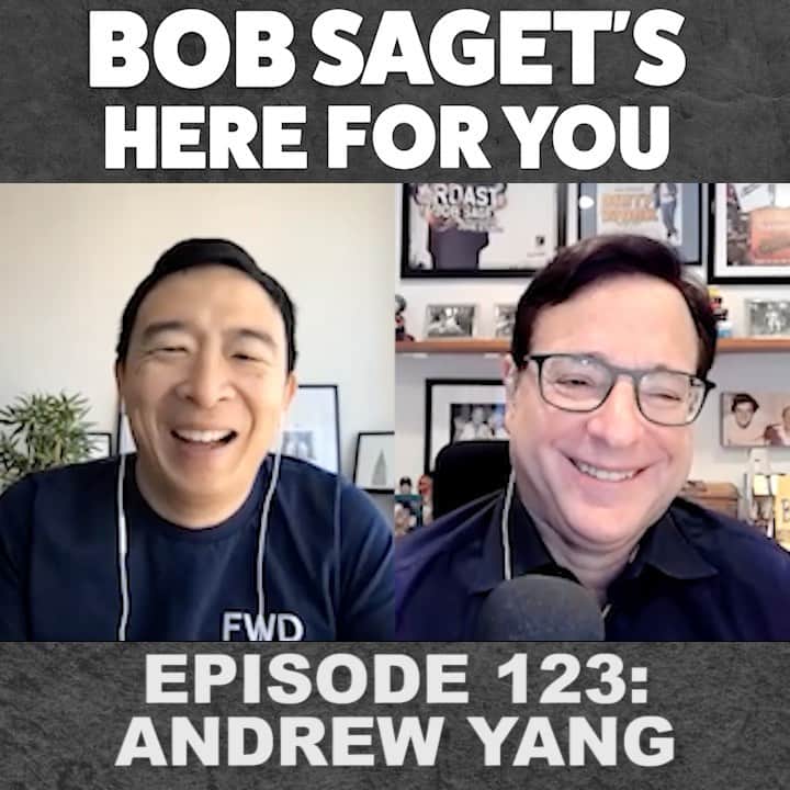 ボブ・サゲットのインスタグラム：「So enjoyed my conversation Out Today with @andrewyang where we discussed his New Book, “Forward: Notes on the Future of Our Democracy,” being a politician vs being a comedian, and how he wants to fix things.  Go to: https://bit.ly/BobSagetsHereForYou @allthingscomedy  Available wherever you get your podcasts or at:  YouTube.com/bobsaget」