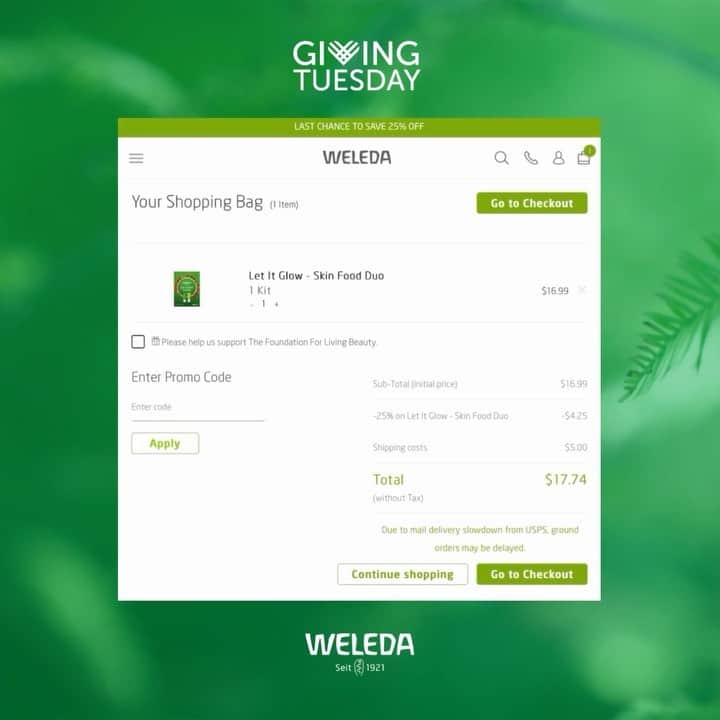 Weledaのインスタグラム：「Join Weleda and The Foundation for Living Beauty this #GivingTuesday! 🖤 You can make a donation at checkout on Weleda.com to directly support the foundation and its mission to educate, empower and uplift women living with cancer! @livingbeautyorg」