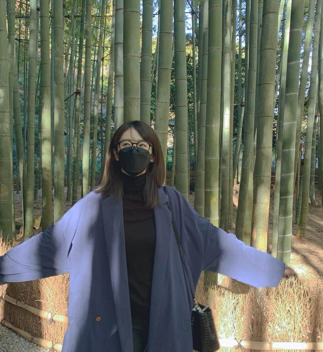 樋口柚子のインスタグラム：「竹を見上げて心も真っ直ぐ🌿」