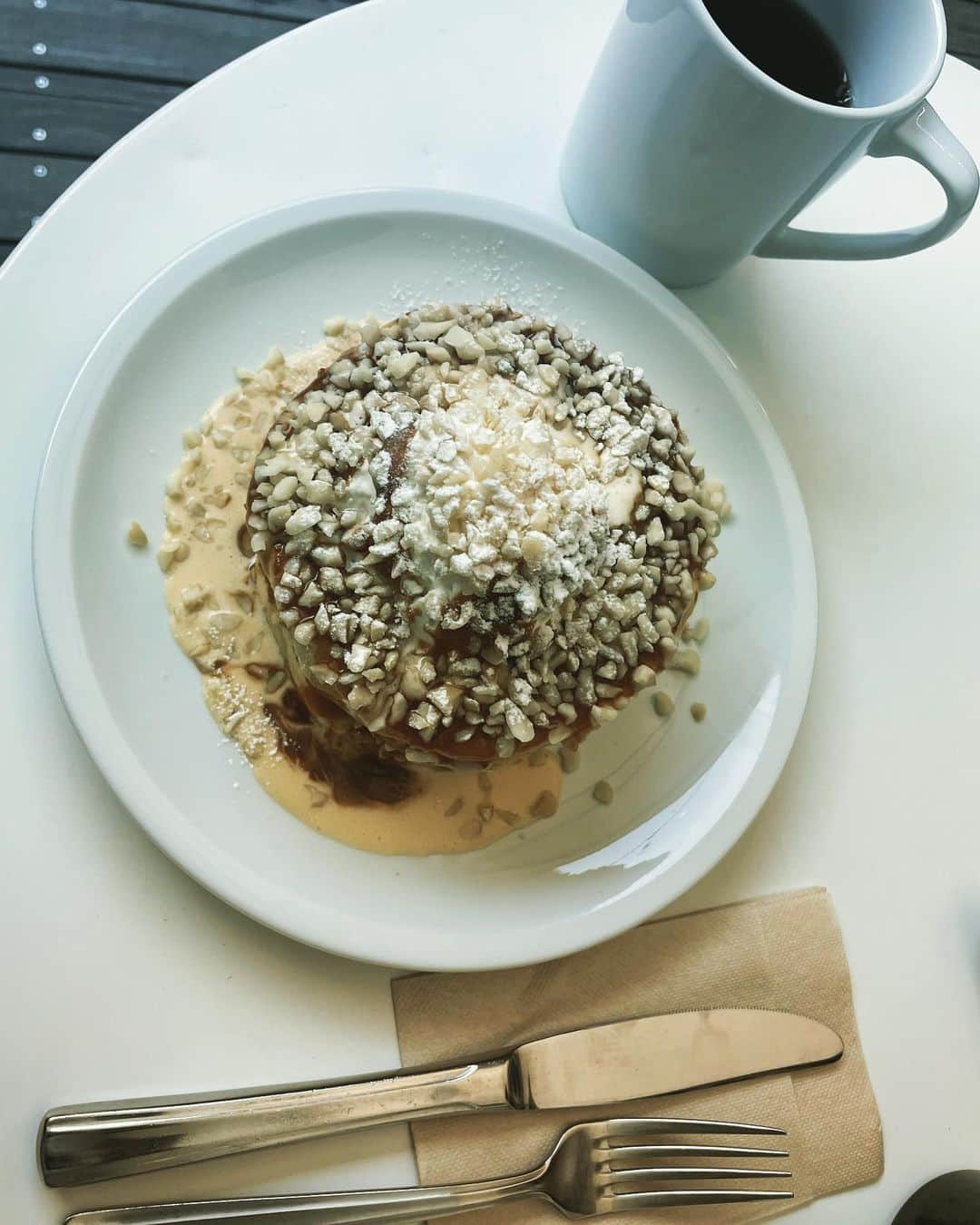 笛木優子のインスタグラム：「ごめんなさい。。。🙇‍♂️  マカデミアナッツ　パンケーキ  食べました🥞」