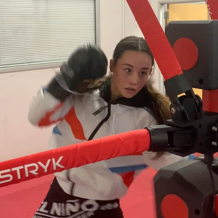 真珠・野沢オークライヤーのインスタグラム：「Cool down rounds! @stryk.usa keepin the work honest—thanks to this robot for making sure I stay defensively sound even at the end of my training 😈✨  @elninotrainingcenter」