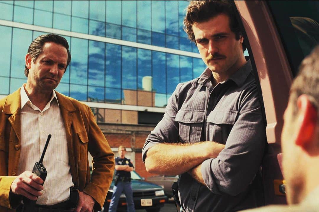 マット・レッシャーのインスタグラム：「Me and @beau_mirchoff directly after we found out that his moustache was the target of a hired assassin. #classic #narcosmexico」