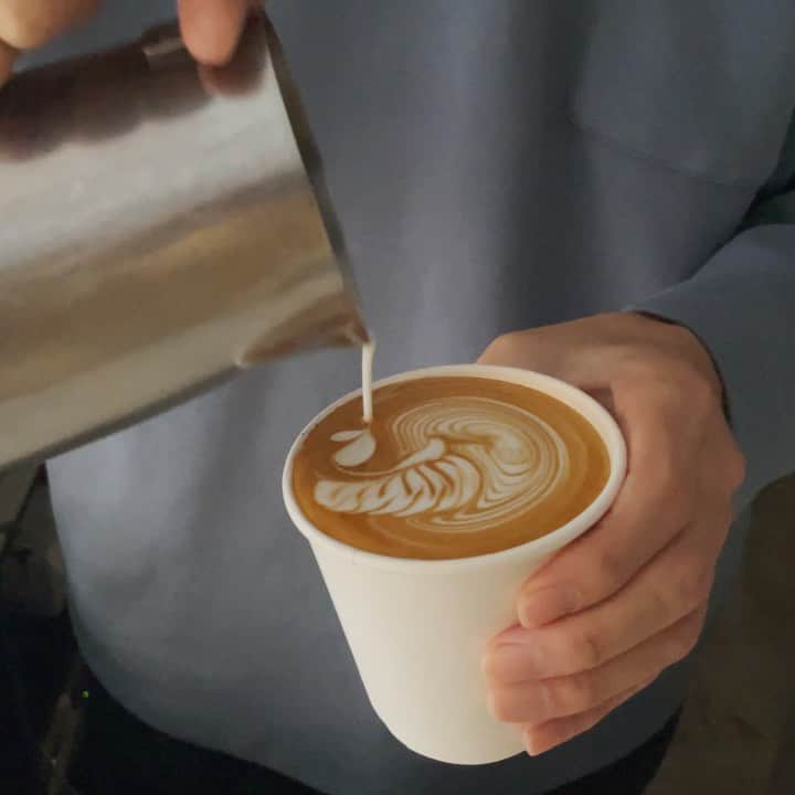 山口淳一のインスタグラム：「Good morning latte. Make it simple but beautiful all the time. — #japan #kyoto #here #coffee #herekyoto #canele #latte #latteart #art #cafe #slayer #espresso #日本 #京都 #京都カフェ #コーヒー #カヌレ #ココカヌレ #ラテ #ラテアート #アート #スレイヤー #エスプレッソ #焙煎 #バリスタ」