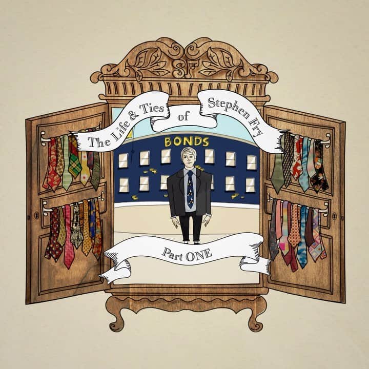 スティーヴン・フライのインスタグラム：「Many years ago, between A Levels and university I worked for a short while at the department store Bonds of Norwich. I started in Homewares but was moved up to Furniture on the top floor, for which I had to wear a dark suit with a splendid bumblebee tie – the shop’s symbol was a bee 🐝 Furniture’s Mr Ellis and I would patrol the floor, trying to get customers interested in our lines of Ercol furniture. I would say things like, ‘Madam certainly has an eye. She has instinctively picked out the finest dining table in Norwich.’ Or, ‘Surely the question Sir should be asking is, “Can Sir afford not to own so exquisite a sofa?’’’. Dear Old Bonds. It never felt like work.  Discover more of the tales behind the ties in my new book #FrysTies – out now 👔」