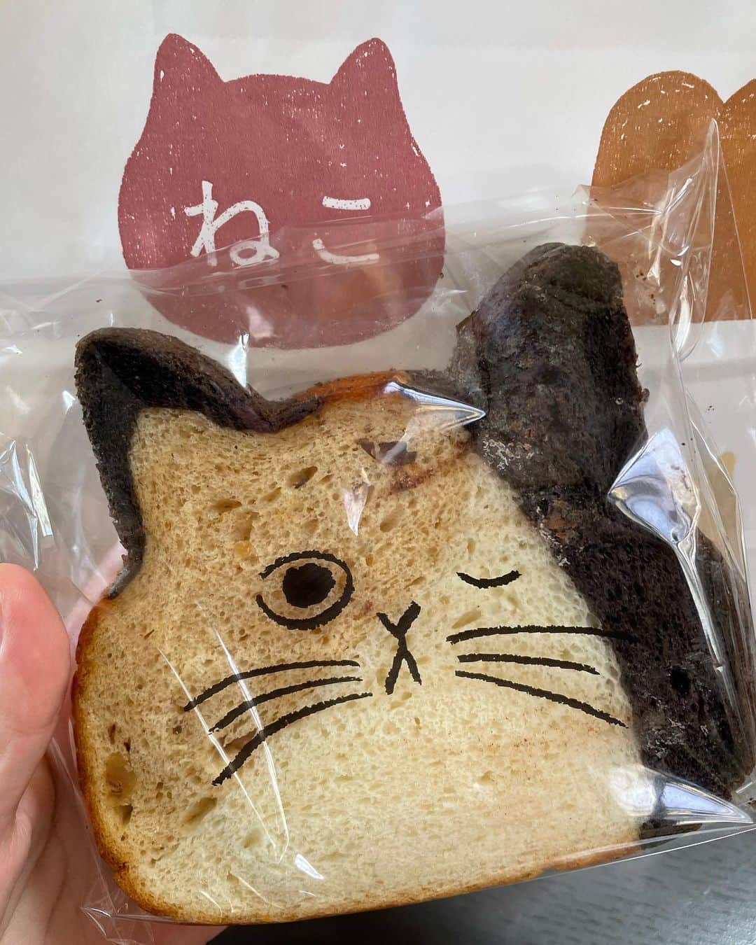 中野みやびのインスタグラム：「ねこみみぱん！   #ねこみみぱん  #ねこぱん  #三毛猫  #食パン  #かわいい  #cute  #cat  #ねこ  #猫  #food  #朝ごはん  #中野みやび」