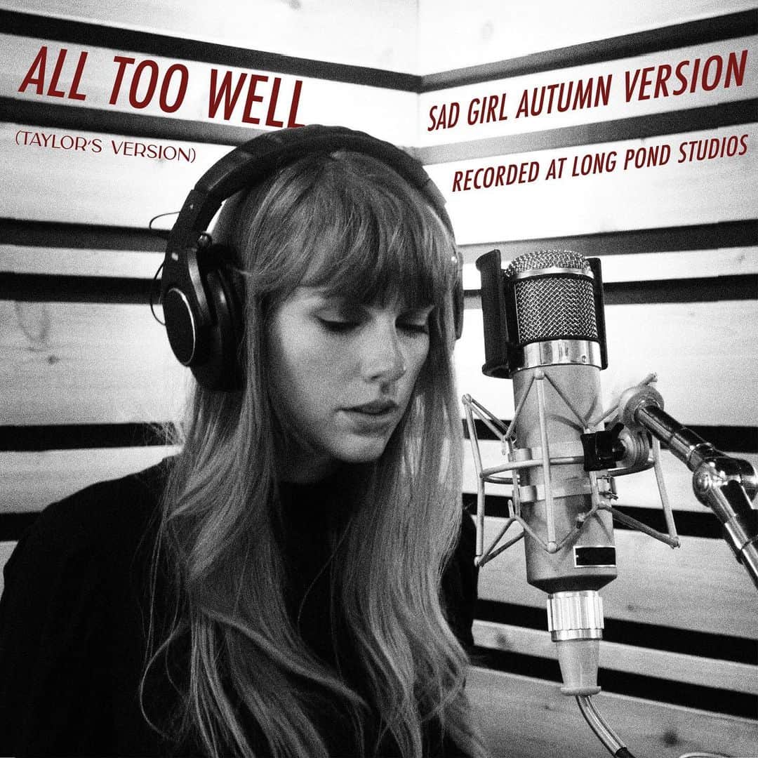 テイラー・スウィフトのインスタグラム：「One of the saddest songs I’ve ever written just got sadder 🙃Drove up to Long Pond Studios to record All Too Well (Sad Girl Autumn Version) with the besties @aarondessner @heyjonlow」