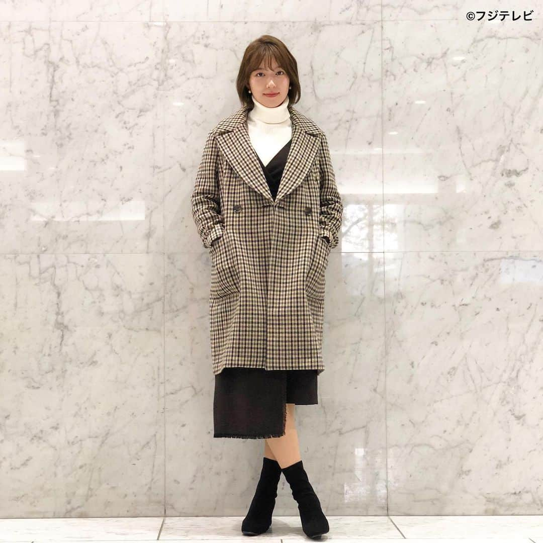 フジテレビ「めざましテレビ」さんのインスタグラム写真 - (フジテレビ「めざましテレビ」Instagram)「ファッション雑誌CanCamとコラボした お天気コーナー「きょう何着て行く？」 阿部華也子の毎日のコーデを紹介♪  11月19日(金)  【今日のコーデ】   ・コート→ @bananarepublic_jp  ３万４００円 ・ニット→ @bananarepublic_jp  １万１４００円 ・ワンピース→ @murua_official  ９２４０円 ・靴→ @inter_chaussures  １万３２００円  ・イヤリング→ @phoebe_official  ３０８０円    【コーデのポイント】 一枚でサマになるチェックコートが おしゃれ気分を盛り上げます👍  ニットにキャミワンピを重ねたコーデにプラスすると トレンド感もアップ🤗❣️  友人との久々の再会など、気合いを入れたい日に ぴったりです🎉  #めざましテレビ #きょう何着て行く？ #阿部華也子 #今日のコーデ #コーデ #CanCam #今日のファッション#ootd #きょう何着て行く？は月〜金朝6時22分ごろ放送📺 #スタイリストたなべさおり #かやちゃん #きれいめコーデ #きれいめカジュアル #大人コーデ #秋コーデ #オフィスカジュアル #上品コーデ #アナウンサー衣装」11月19日 12時23分 - mezamashi.tv