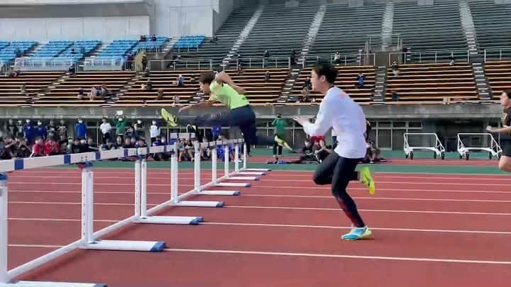 金井大旺のインスタグラム：「ブランクを感じるデモンストレーションin 富山 #110mH #victoryclinic #mizuno」