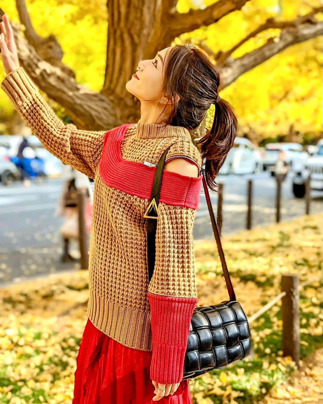 石井里奈さんのインスタグラム写真 - (石井里奈Instagram)「こんにちは☀️ 今日は東京の紅葉の写真を🍁✨ . 明治神宮外苑のいちょう並木💛 いちょうの黄色のもみじの絨毯がすごく綺麗なの💕 まさに秋を感じられる場所。 . すごい人だったけど行けてよかったな🧡✨ . tops... @sacaiofficial  skirt... @sacaiofficial  bag... @newbottega  . 紅葉カラーのコーデ❤️黄色い世界にぴったり🙆‍♀️ シェイクシャックでランチしたかったけど行列だったので、赤坂のオーセンティックでブロッコリーチーズバーガー🙆‍♀️❤️最高に美味しくていい休日になりました🧡 . 今日も素敵な1日を💕 . #りなまるコーデ #紅葉 #明治神宮外苑 #明治神宮外苑いちょう並木 #いちょう並木 #いちょう #銀杏並木 #外苑前駅 #ハンバーガー #sacai #sacaithepeople #サカイ #秋服コーデ #秋コーデ #秋服 #秋カラー #紅葉狩り #紅葉デート #humberger #紅葉シーズン #紅葉スポット #紅葉散歩 #紅葉の絨毯 #魔法の絨毯 #東京観光 #visitjapan #japan #visittokyo #東京 #外苑前いちょう並木」11月21日 12時52分 - ri7tin1025