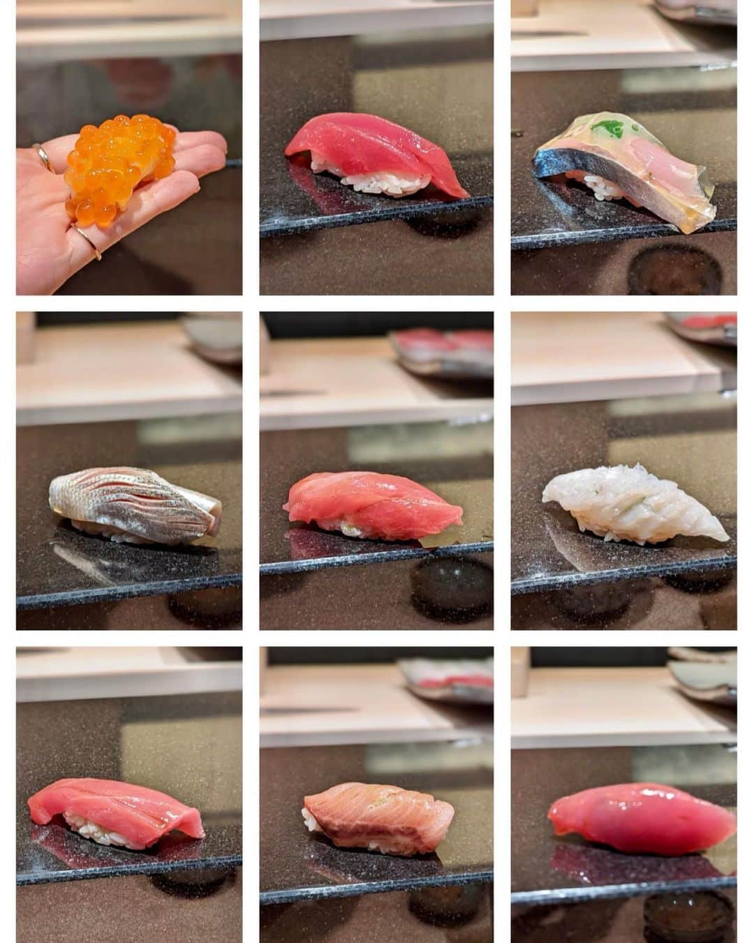 石井里奈さんのインスタグラム写真 - (石井里奈Instagram)「こんばんは💕 . 今夜は里奈ログ＠東京編✨ 東京カレンダーのような写真を📸 . 渋谷のあじゅう田さんでお寿司ランチ🍣✨ずっと気になってて行ってみたかった新しいお寿司屋さん✨ . どのお寿司も美味しかったけど、穴子が特に印象的！ふわふわ肉厚で美味しかった〜☺️❤ 色んなマグロの食べ比べも贅沢🙆‍♀️ . 今回はお友達のお誕生日祝いで行ったんだけど、ライザップ中みたいで久々の糖質でより感動してました👏笑 . お祝いとかでまた来たいお店✨ 大将が気さくで優しくて素敵な方で、わたしには敷居が高いな〜と思ってたけど、楽しくいただけました💕 . ぜひチェックしてみてね❤️ . #鮨あじゅう田 #あじゅう田 #東京ランチ #東京グルメ #東京カレンダー #お寿司 #寿司 #鮨 #sushi #りなまるグルメ #グルメ女子 #東京寿司 #渋谷ランチ #渋谷グルメ #shibuya #sacai #誕生日ランチ #誕生日ディナー #記念日ランチ #ご褒美ランチ #ご褒美 #ご褒美ディナー #ライザップ #rizap #rizap女子 #いくら #穴子 #ダイエット #ダイエット女子 #グルメ好きな人と繋がりたい」11月21日 20時06分 - ri7tin1025