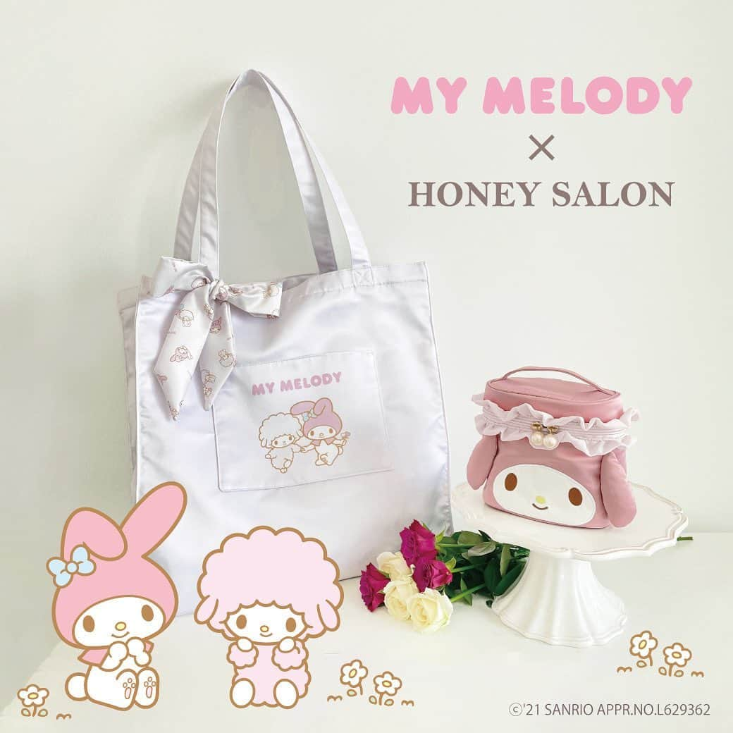 ハニーサロンバイフォピッシュのインスタグラム：「Sanrio characters  ✖️ honey salon  受注生産で大好評だった、 トートとポーチの予備生産分が、 11/22  18:00〜販売開始♡  数に限りがございますので、お早めにお求め下さい♪  #sanrio #サンリオ　#honeysalon  #ハニーサロン  #さんりおきゃらくたーず  #マイメロディ  #ポムポムプリン  #シナモロール」