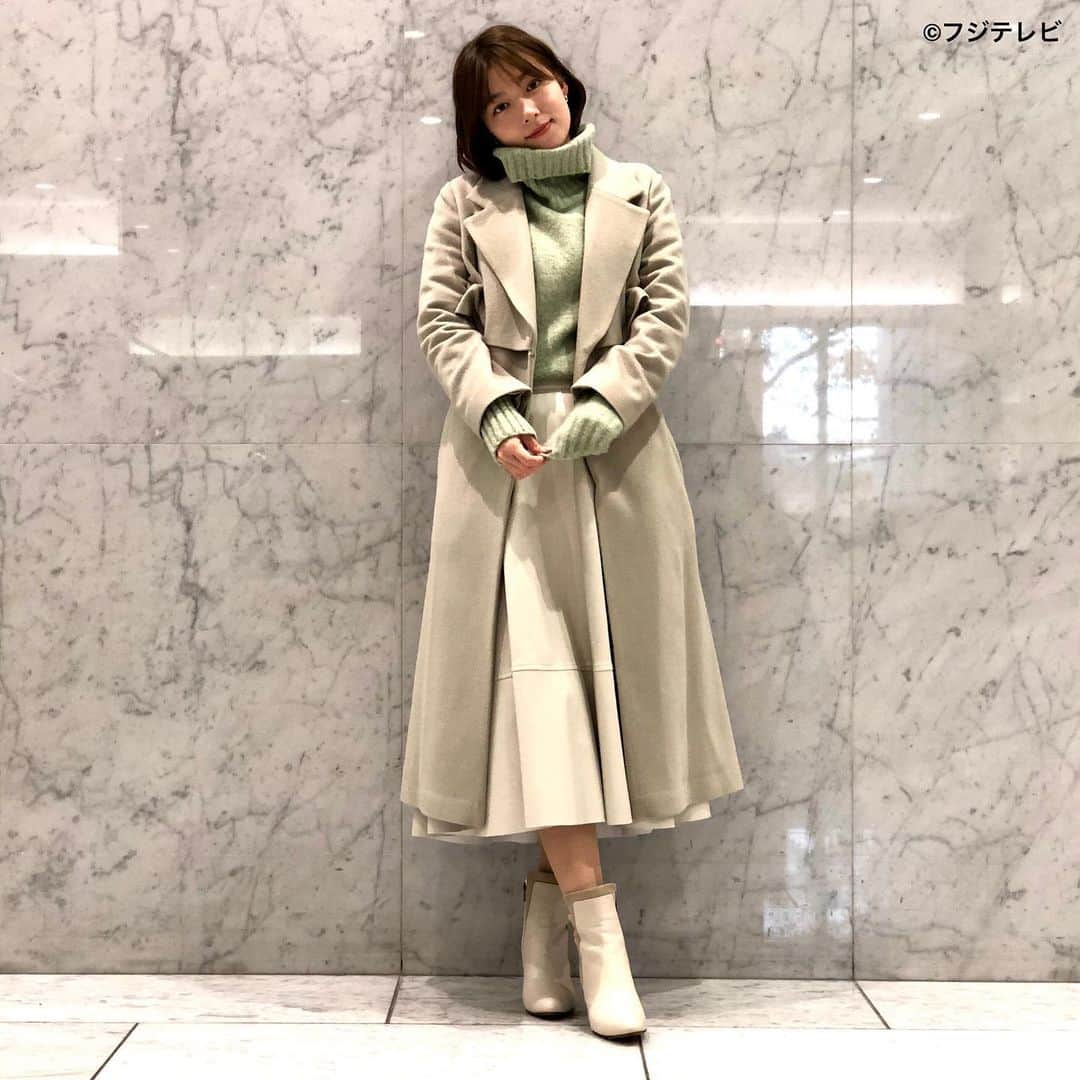 フジテレビ「めざましテレビ」さんのインスタグラム写真 - (フジテレビ「めざましテレビ」Instagram)「ファッション雑誌CanCamとコラボした お天気コーナー「きょう何着て行く？」 阿部華也子の毎日のコーデを紹介♪  11月24日(水)  【今日のコーデ】  ・コート→ @apuweiser_official 　５万３９００円 ・ニット→ @vis_jp  ３９３８円 ・スカート→ @strawberry_fields_official  1万８７００円 ・靴→ @dianashoespress  ２万７５００円 ・イヤリング→ @phoebe_official  ３９６０円     【コーデのポイント】 ダークトーンになりがちな冬に映える グリーン×白の明るい配色☺️✨  淡い色を重ねるときは ぼやけた印象にならないように フェイクレザースカートなど素材感で コントラストをつけるのがコツ👍  立体感が生まれてコーデの完成度が 高まります❣️  #めざましテレビ #きょう何着て行く？ #阿部華也子 #今日のコーデ #コーデ #CanCam #今日のファッション#ootd #きょう何着て行く？は月〜金朝6時22分ごろ放送📺 #スタイリストたなべさおり #かやちゃん #きれいめコーデ #きれいめカジュアル #大人コーデ #冬コーデ #オフィスカジュアル #上品コーデ #アナウンサー衣装」11月24日 15時12分 - mezamashi.tv