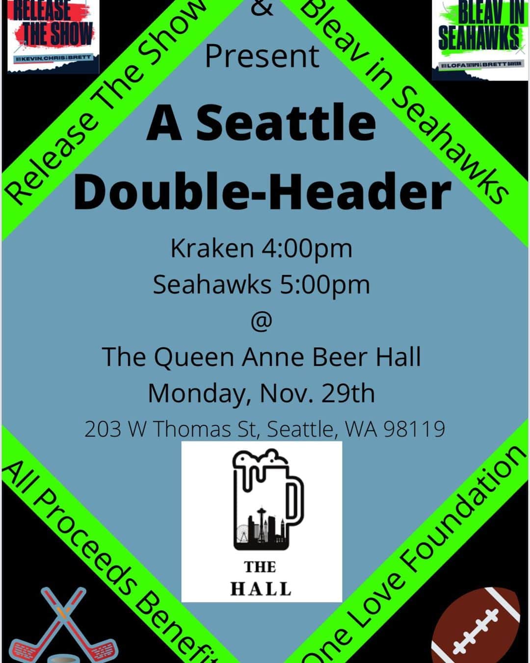 ケイティー・ルクレールのインスタグラム：「THIS MONDAY come meet me at @queenannebeerhall I’ll be there with @bdavv @lofa_tatupu @tornlabrum and @kevsoup   We will be raising money for @join1love please come support!」