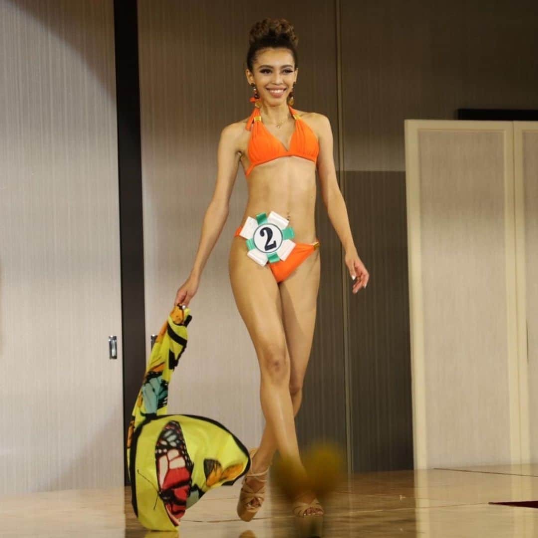 冨田七々海のインスタグラム：「Entry#2 Divi Osanai at Miss Eco Japan 2021-2022 Swimsuit Segment ・ Looking “DIVINE” in the orange suit🧡 ・ 👑3rd Runner-Up 　  Best in Swimsuit 　  Best in Evening Gown ・ Congratulations! ・ ・ #missecojapan #missecointernational  #swimsuit」