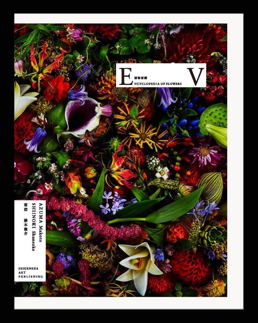 東信のインスタグラム：「Launch soon!! A new volume in the Encyclopedia of Flowers series  ENCYCLOPEDIA OF FLOWERS vol. V  2019–2021 | A Force to Awaken  Azuma Makoto & Shiinoki Shunsuke    This book is the fifth volume of the Encyclopedia of Flowers, Azuma’s and Shiinoki’s life’s work for more than ten years. Volume V (five) includes work that was produced during the pandemic. While stuck at home, he happened to pick up a book about the origins of traditional Japanese flower arrangement ikebana and therein read about something that would speak to our current times. In the 15th century Kyoto, there was a great famine. So horrible was the magnitude of starvation that it is said even the flow of river was dammed by a mountain of corpses. A monk at a temple gave out warm porridge to those starving, built huts to shelter them, and arranged flowers to cheer their desolate hearts. It was the flowers that the monks arranged that consoled the hearts of the people during the disaster. They has taken inspiration from this episode and his work in this volume are the most compassionate of the series so far.  Specs : Hardcover binding with jacket.  Trimmed size : 297 x 225 mm (Portrait).  Extent : 288 pages.  Illustration : more than 220 color images.  Index : List of every botanical names.  Price : JPY 4,500 (plus tax).  Art direction : Kenya Hara  Publisher : Seigensha Art Publishing, in Kyoto.  Launch : 19th December 2021  Pre-order :  https://amzn.to/3oFKNFL  #encyclopediaofflowersV #azumamakoto #shiinokishunsuke #東信花樹研究所  #amkkproject  #東信  #椎木俊介  #青幻舎」