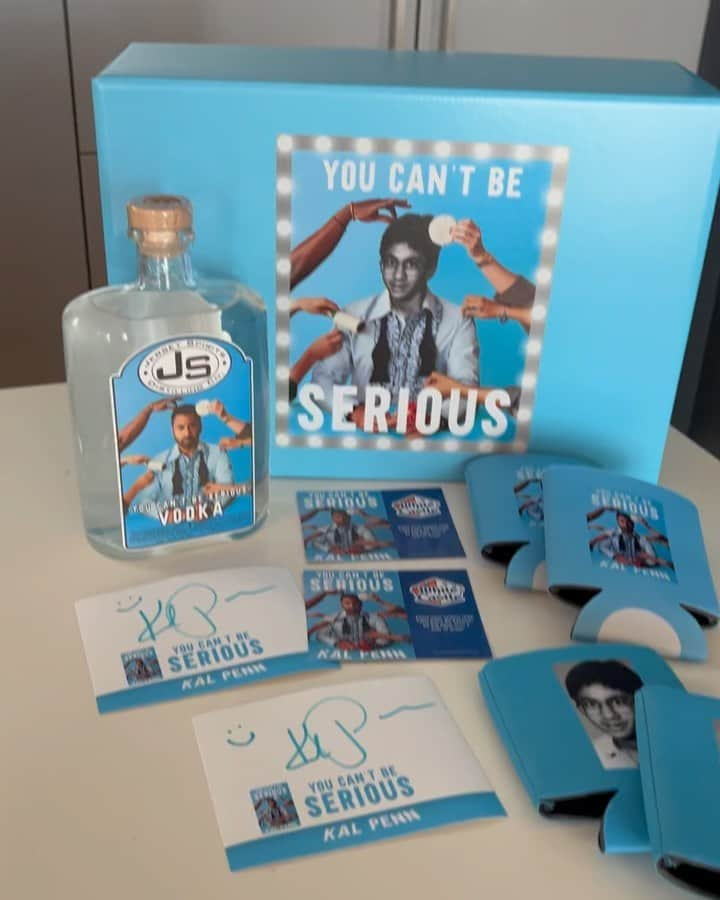 カル・ペンのインスタグラム：「Thanks Give Away! For a chance to get this #YouCantBeSerious book box & all its contents, DM a copy of your audiobook, ebook, or hardcover receipt (or a fun photo of yourself with any of the above) by Sunday Nov 28, 5pm Pacific along with the answer to this question: what does the parenthetical on the top of page 69 say? 🤔 (if you have the audiobook, what was the name of the high school guidance counselor?) Box contains ☑️ 1 bottle of #YouCantBeSerious vodka by @jerseyspirits  ☑️ 2 @whitecastle slider coupons ☑️ koozies  ☑️ personalized, signed book plates  [winner’s proof of age required for the vodka]」