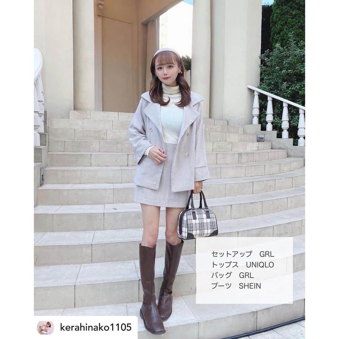 GRLさんのインスタグラム写真 - (GRLInstagram)「【👆画像をタップすると購入できるよ👆】	 @kerahinako1105 さん  にGRL商品着用して頂いております💕  ありがとうございます✨  .  @grl_official  #グレイル #grl  #プチプラ #ootd #fashion #プチプラコーデ #outfit #ファッション #可愛い #かわいい #コーデ #コーディネート #cute #大人カジュアル #カジュアルコーデ#GRL購入品#グレイル購入品#購入品   #ショルダーバッグ #テーラードジャケット #ミニスカート」11月26日 17時06分 - grl_official