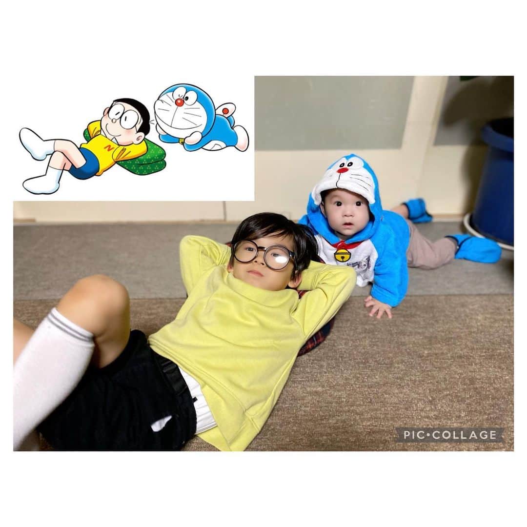 荒川れん子さんのインスタグラム写真 - (荒川れん子Instagram)「Super late post #2🤣 My beloved nephews wore Doraemon and Nobita costumes for Halloween. They loved it😂😂😂 ハロウィンといえば、ボーイズ達はドラえもんとのび太になりました😆 下の子は解ってないだろうけど、お兄ちゃんは幼稚園で大人気だったらしく、好きな子に「またのび太になってきてね❤️」と言われたそうで超ご機嫌でした🤣🤣🤣 . . #japan #hokkaido #halloween #costume #doraemon #nobita #japaneseanime #japanesemanga #boy #kids #beloved #nefew #babyboy #kawaii #coordinate #latepost #日本 #北海道 #ハロウィン #仮装 #ドラえもん #のび太 #のび太コーデ #男の子  #男の子コーデ #遅ればせながら #おばばか #❤️」11月27日 12時06分 - renren_hawaii