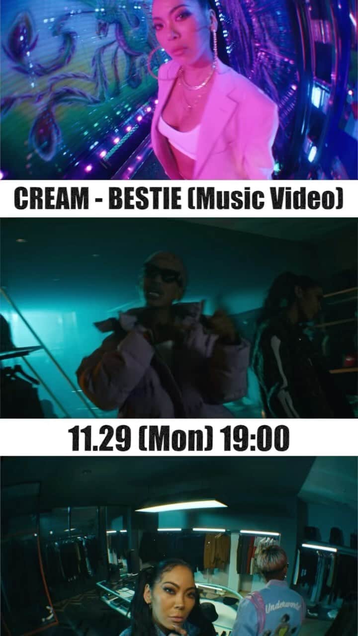 Minamiのインスタグラム：「CREAM - BESTIE (Music Video) 11.29 (Mon) 19:00 YouTubeにてプレミア公開📺⚡️ ⁡ Music & Lyrics by CREAM Produced by T'Z BEATZ a.k.a. Staxx T Mixed by Taiichi Uesawa @mixedbytaiti414  ⁡ ⁡ Directed by Ken Haraki @kenharaki  DOP : Yuki Ono 1st AC : Sei Shimura 2nd AC : Seijun Ichinose Gaffer : Yamato Watanabe Lighting Assistant : Ryuichiro Nagahashi Production Manager : Satoru Mizuno Production Assistant : Fumiya Hirai」