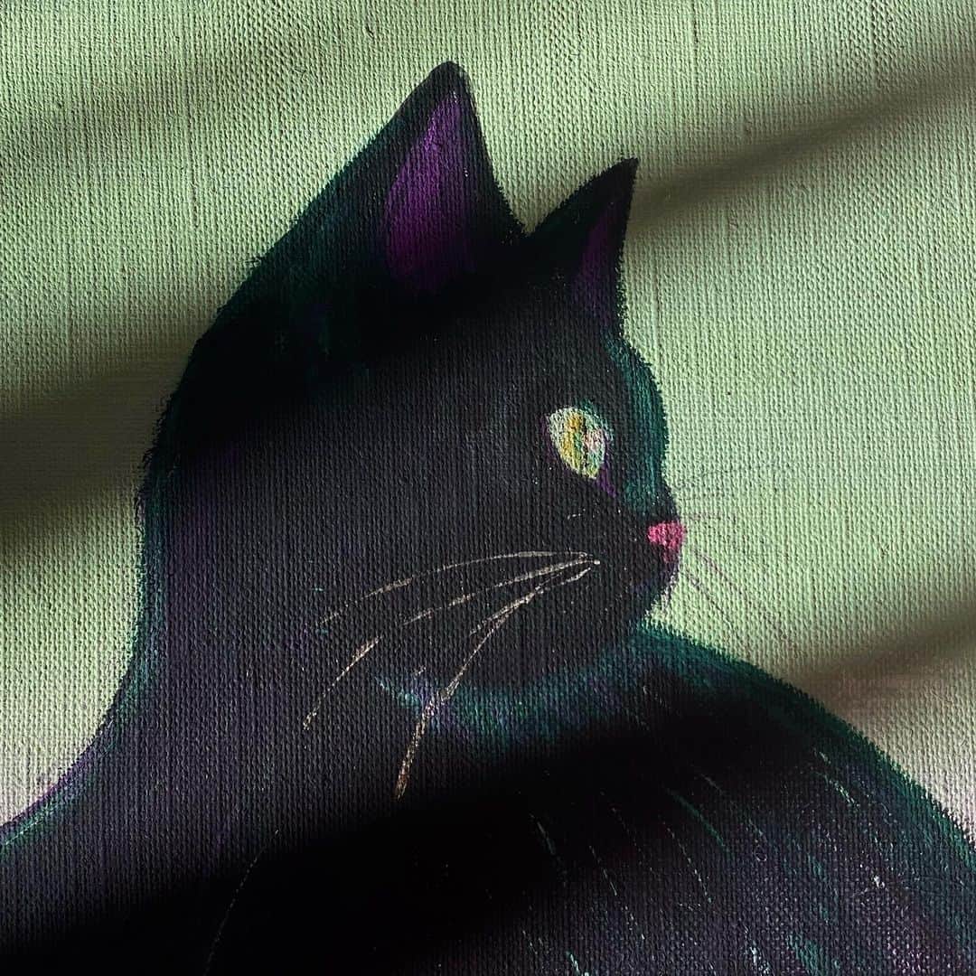 のインスタグラム：「🎨🐈‍⬛ #drawing #painting #acrylicpainting #cat #blackcat」