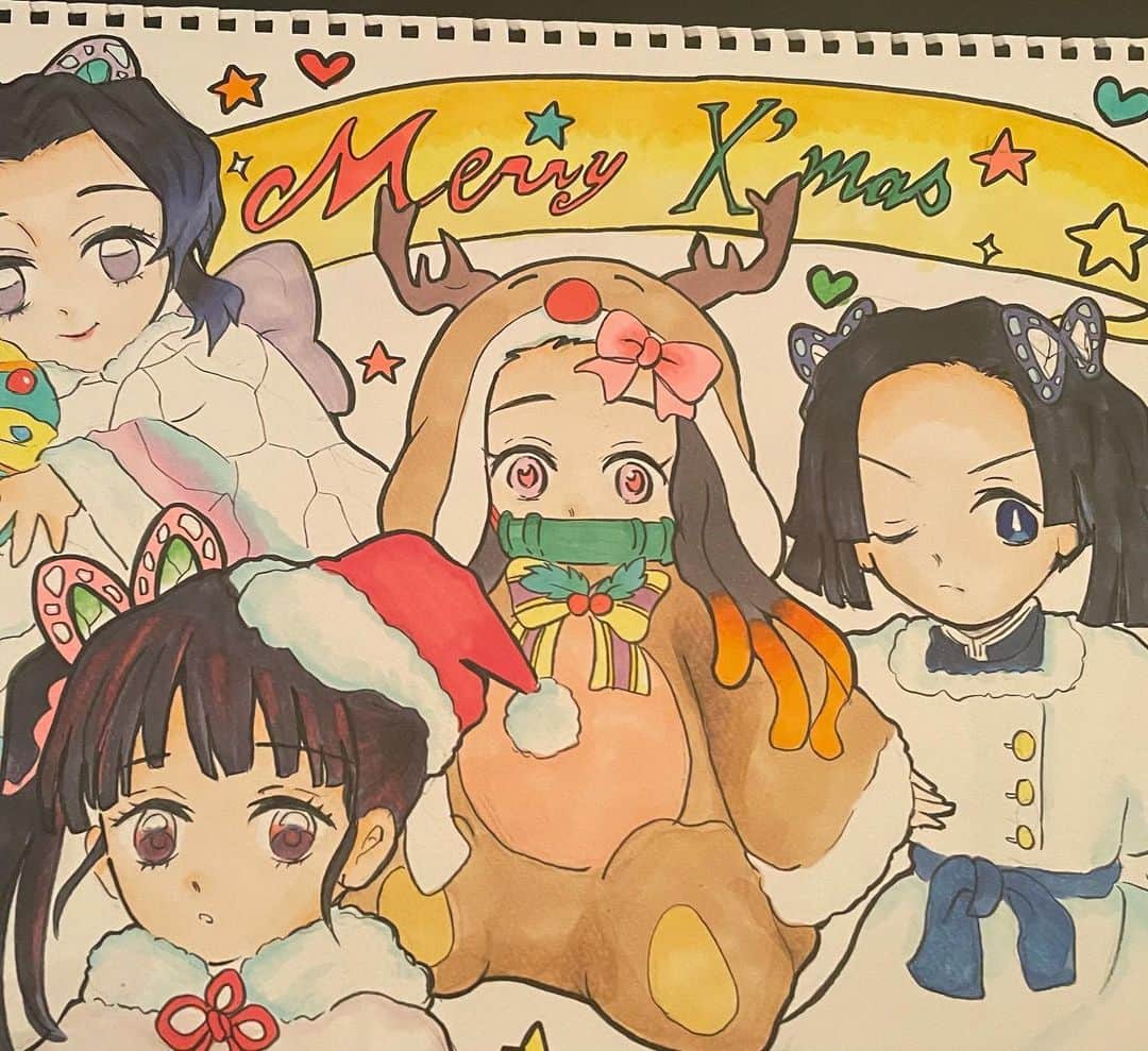 眞鍋かをりのインスタグラム：「メリークリスマス 塗りはうちのこに手伝ってもらいました みんなのところにサンタさんきますように」