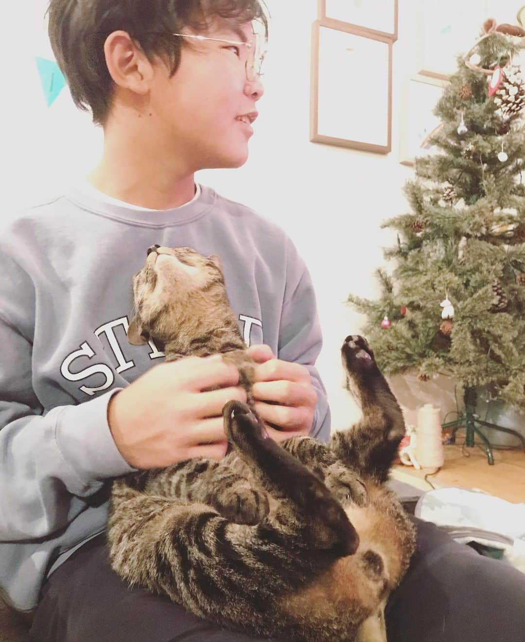 makicocomoさんのインスタグラム写真 - (makicocomoInstagram)「Merry Xmas🎄 ドリルの定位置😸  今年も無事にサンタさんが来ました♪ 今年は惇郎と廉太郎が届けてくれました。 が、実は晃志郎、、、起きてたという、、、 兄2人がギャーギャー言いながら置いてくれたのに、気づいていたのかいないのか…聞けません🙉」12月25日 18時31分 - makicocomo