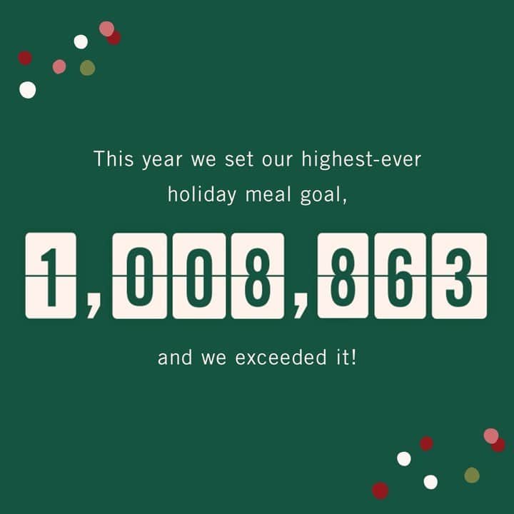フィードプロジェクツのインスタグラム：「We did it! Thanks to you, FEED has helped provide over 1,000,000 school meals this holiday season. Especially this time of year, we are so grateful for this community. We couldn't have done it without you❤️ Happy holidays! #feedonamission」