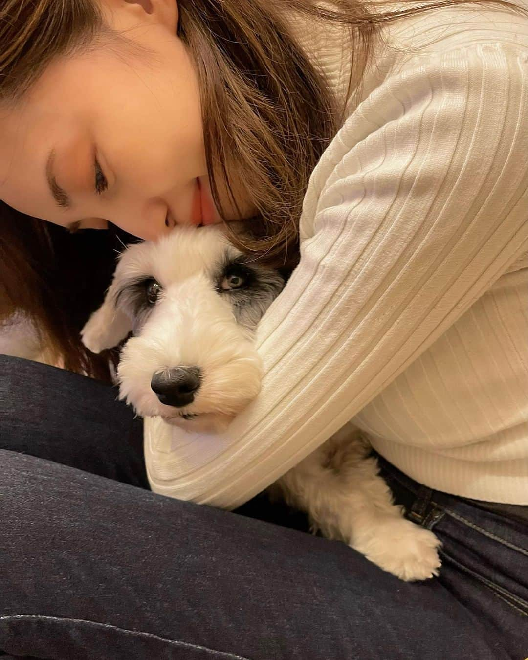 有村実樹さんのインスタグラム写真 - (有村実樹Instagram)「👩💕🐶 おうちでの仕事は残っているけど、とりあえず現場仕事は終了。 ⁡ のんびり過ごしています。 ⁡ 息子をぎゅーっとしたあとは、こちらを遠慮がちに見ていたイリスもぎゅっ🥰 ⁡イリス、大事な子、変わらないよ、大丈夫だよ、と声をかけています。 ⁡ ⁡ ⁡ #コスメ好きさんと繋がりたい  #スキンケア好きさんと繋がりたい #美容 #スキンケア #美容好きな人と繋がりたい #美容研究家 #植物療法士 #有村実樹 #イリス #繁殖引退犬 #シーリハムテリア #sealyhamterrier」12月26日 19時43分 - arimura_miki