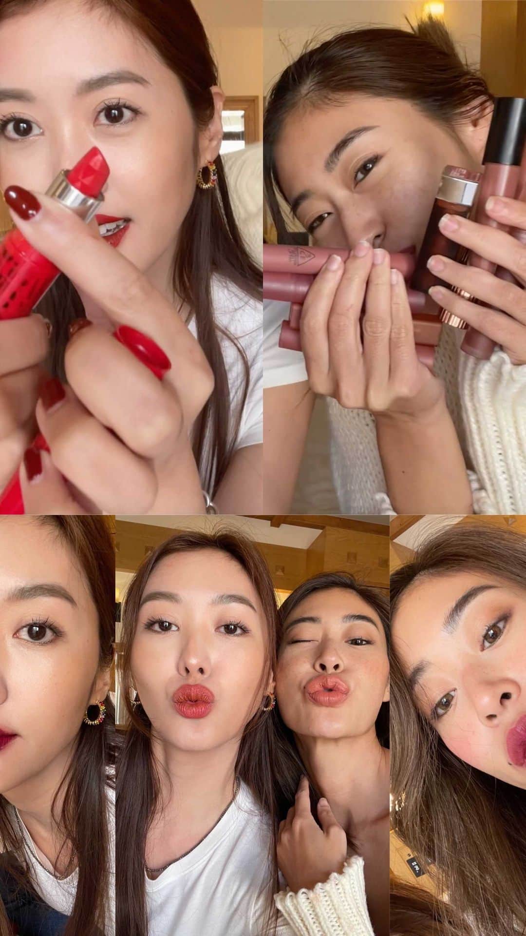 のインスタグラム：「รีวิวลิปสติก ทุกเฉดสี ที่ใช้จริง รัวๆๆๆ 💄🤍 แดง ส้ม ชมพู นู้ด ~ ทาให้ดู บอกทุกเบอร์ ไม่ดู ไม่ได้แล้วววว 😆🤏🏽✨ #ยิปย่อย」