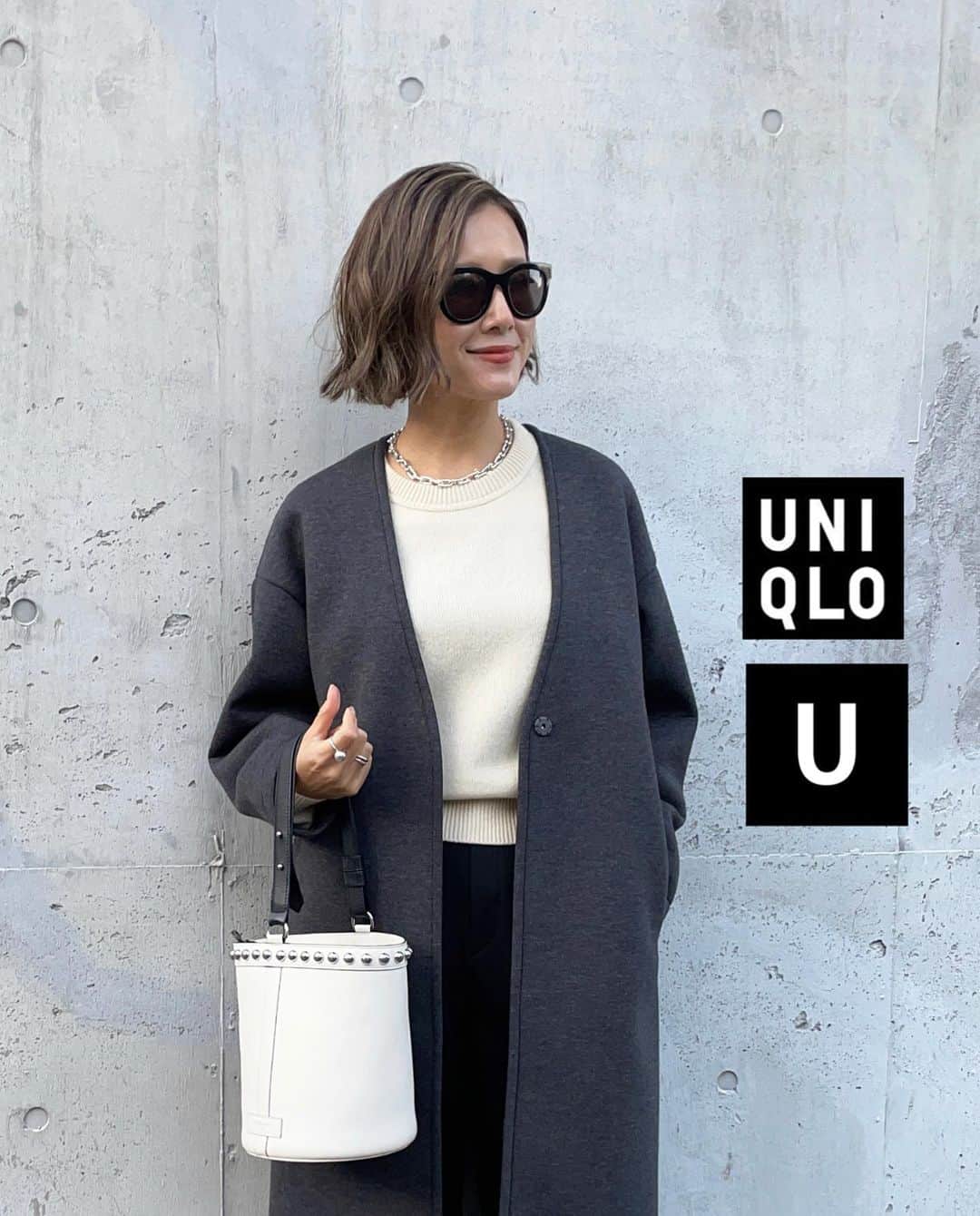 のインスタグラム：「2021/12/04  髪の毛巻き巻き♡ 今日は上下UNIQLOコーデ😊  年内最後の楽天スーパーセール、２０時から参戦して欲しかったダイソンのドライヤーを予約購入しちゃった🙊❤️早々に10店舗買い周り達成！笑  outer #damefrank knit.pants #uniqlo  bag #jandmdavidson  shoes #bottegaveneta」