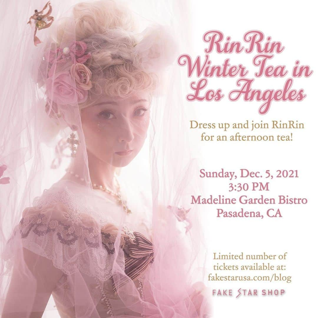 RinRinさんのインスタグラム写真 - (RinRinInstagram)「❄️RinRin Winter Tea in LA❄️ This Sunday! December 5th, 2021 3:30PM at Madeline Garden Bistro in Pasadena☕️  Thanks for your feedback on the event survey in my stories! I can’t wait to see you guys ❤️  Tickets available at fakestarusa.com/blog 🌟 @fakestarusa   (Please note that LA County vaccine mandate is in effect for indoor dining. We encourage masks be kept on when not eating/drinking. )   #rinrinlolita  📸 @daisukekiyota  💄💇🏻‍♀️ @miyako_reiko  🌸 @hat_ineden  👗 @inedennet   #rinrindoll #japan #tokyo #harajuku #japanesefashion #tokyofashion #harajukufashion #東京 #コーデ #今日のコーデ #原宿 #ootd #fakestarusa #lolitafashion #teaparty #lolitateapArty #losangeleslolitas #egl #ゴスロリ #ロリータ #ロリィタ #お茶会 #海外お茶会 #海外ロリータ #海外ロリィタ #ロサンゼルス」12月4日 15時04分 - rinrindoll