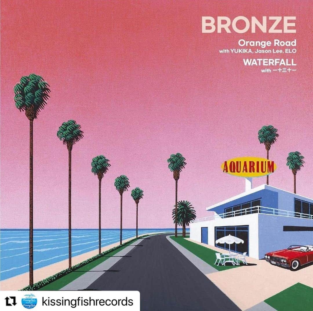 永井博さんのインスタグラム写真 - (永井博Instagram)「#Repost @kissingfishrecords with @make_repost ・・・ 2.23 7inch vinyl on sale!  Bronze Orange Road feat.YUKIKA Waterfall feat.一十三十一  韓国インディーシーンに於いて今最も勢いのあるレーベル、8BallTownのプロデューサーBronzeのCity Popアルバム『Aquarium』から、日本人シンガー(YUKIKA、一十三十一)をフィーチャーした2曲が7インチカット! ※ディスクユニオンとDig Deep Storeのみの限定発売です!!  韓国インディーシーンの雄、8BallTownのプロデューサーBronzeのCity Popアルバム『Aquarium』から、韓国で活躍する話題のシンガーYUKIKAと日本を代表するCity Popクイーン一十三十一をそれぞれフィーチャーした曲のダブルサイダーがうれしい7インチ化!  A面には YUKIKA(寺本來可)をフィーチャーした80'sの煌びやかさ満載の極上チューンを、B面には一十三十一が、ミッドスロウなメロウチューンをリリカルに歌い上げた胸アツ曲を収録。 ジャケットには永井博氏の作品を配した逆輸入City Popの決定版が、待望の7インチリリース！  https://diskunion.net/black/ct/detail/1008399625」12月7日 11時16分 - hiroshipenguinjoe