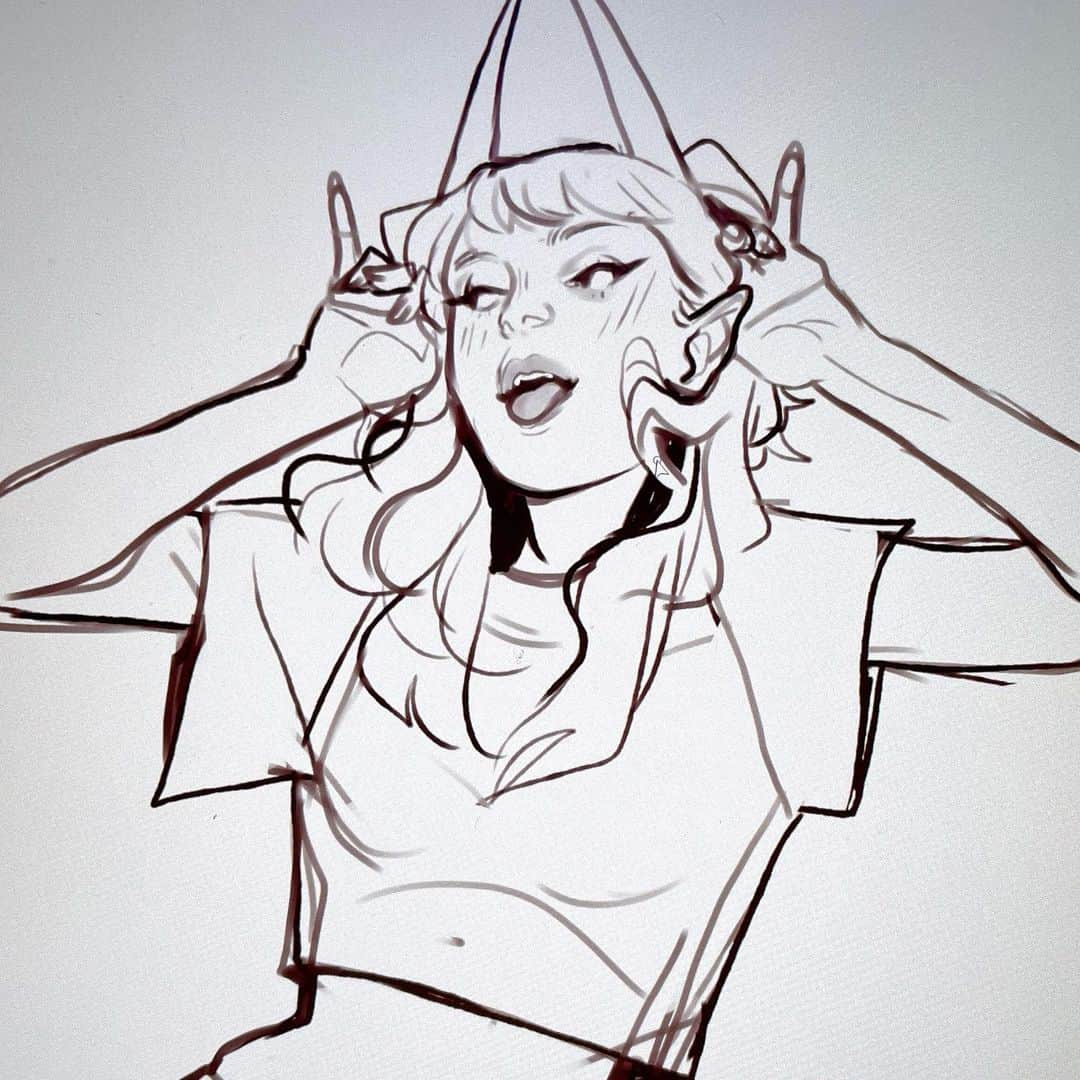 Laura Brouwersさんのインスタグラム写真 - (Laura BrouwersInstagram)「🔪 demon gf 🔪 swipe to see the first drawing i ever did of her and the sketchhh✨ she’s come such a long way 👁 hoodie stealing succubus at your service !」12月8日 2時32分 - cyarine