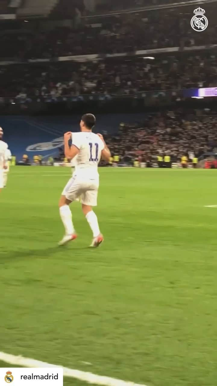 マルコ・アセンシオのインスタグラム：「☄️💥🎯 Repost from @realmadrid : 📺 @marcoasensio10 🚀🍿 #UCL」