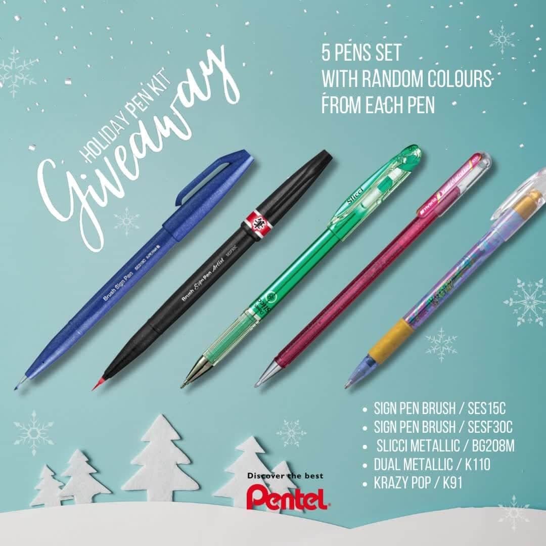 Pentel Canadaのインスタグラム：「\\ Ｇｉｖｅａｗａｙ Ｔｉｍｅ //⁠ As our last giveaway of this year, we'll be giving a set of our signature 2 sign pen brushes and 3 glitter pens to three lucky winners!⁠ ⁠ The prize will include randomly selected colours from each of the following pens.⁠ 🖊️ Sign Pen Brush / SES15C⁠ 🖊️ Sign Pen Brush / SESF30C⁠ 🖊️ Slicci Metallic / BG208M⁠ 🖊️ Dual Metallic / K110⁠ 🖊️ Krazy Pop / K91⁠ ⁠ ⁠ [How to enter]⁠ 1.Like this post⁠ 2.Follow @pentelcanada⁠ 3.Tag a friend in a comment for 1 entry⁠ ⁠ ⁠ [Note]⁠ - The winner will be announced after 10:00 am PST Dec 15, 2021⁠ - The lucky winners will be tagged ONLY through our stories and a comment on this post.  Please DO NOT reply back to any DM from a fake account. ⁠ - Sorry! This giveaway is Canada residents only🇨🇦⁠ - Giveaway is in no way associated with Instagram⁠ ⁠ [Fake Account Alert]⁠ There is some fake account of Pentel Canada on Instagram that is sending weird private messages to people after we post giveaways. Please DO NOT engage with this account, it’s not us. We never start a conversation via DM. You will send a message to us first. ⁠ If anyone messages you about the giveaway, block and report them as fraud.⁠ ⁠ ⁠ #pentelcanada #pentel」