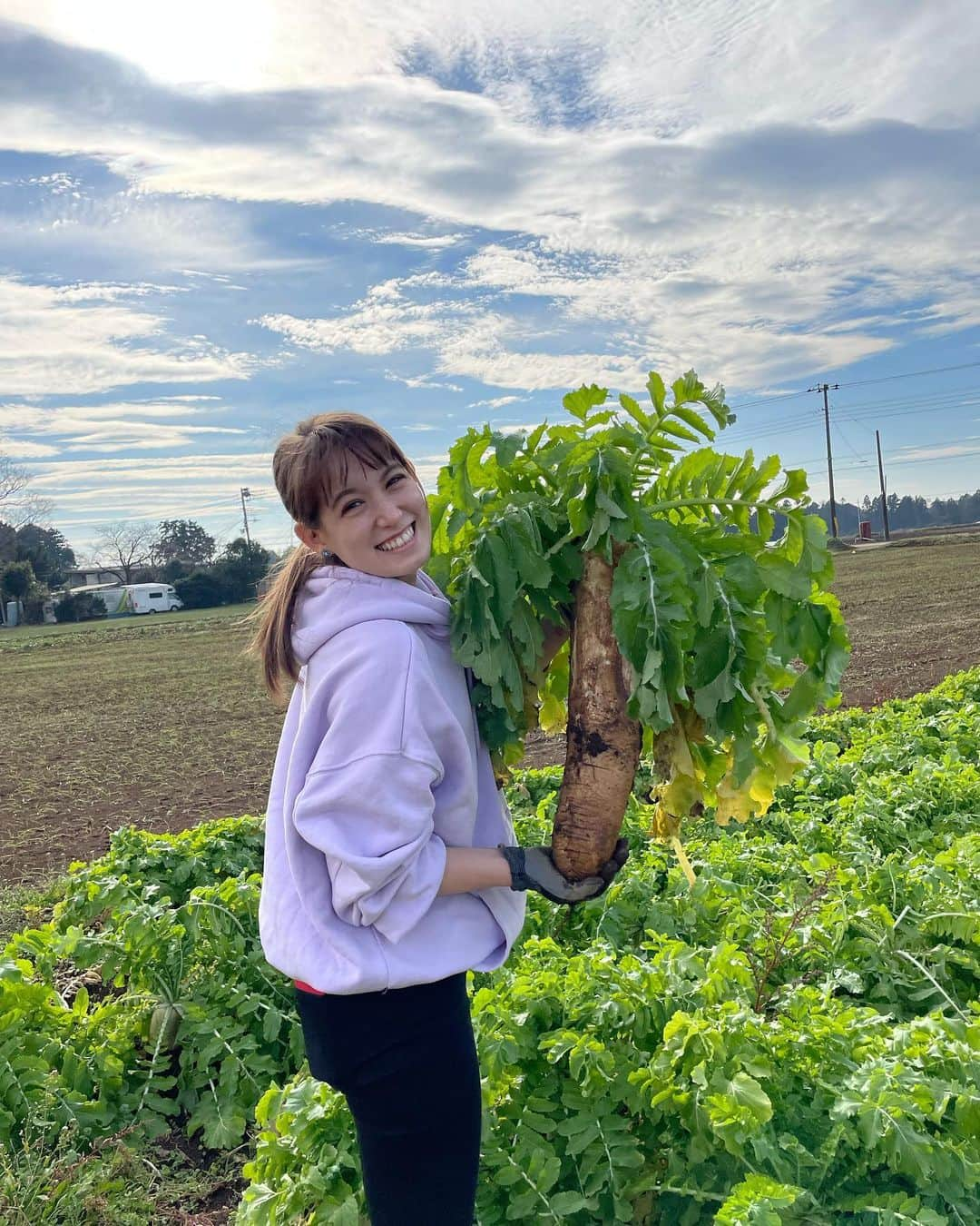 トラウデン直美さんのインスタグラム写真 - (トラウデン直美Instagram)「恋ちゃんと畑🌱  今日は色々とたくさん収穫しました！ ケール、大根、ごぼう、ネギ、ターツァイ、べか菜！ たくさん収穫して畑の恵みを感じました🥰 恋ちゃんとの畑が久々ですごく幸せだった〜✨  明日は収穫した大根とごぼうを使って、豚汁でも作ろうかなぁ🐯  #恋とトラと畑 #恋とトラと野菜  #農業　#畑」12月12日 19時01分 - naomi_trauden_