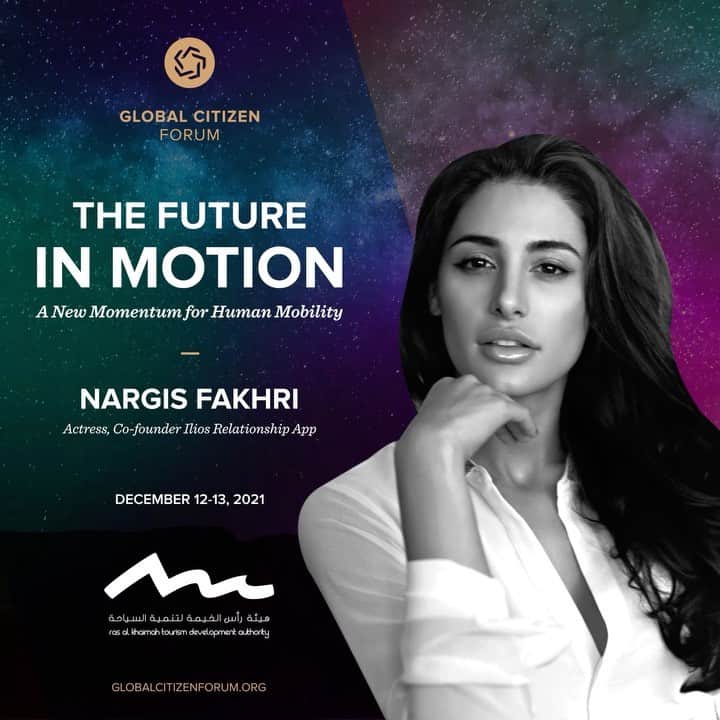 Nargis Fakhri のインスタグラム：「I am excited to be joining @globalcitizenforum Gala and to be presenting @evalongoria with this year’s award for #globalcitizenship   Dec 13th, Ras Al Khaimah, event is sold out but waiting list is open   #thefutureinmotion #gcfrak #gcf2021   @globalcitizenforum @armandarton @talimka  @sonal_vara」