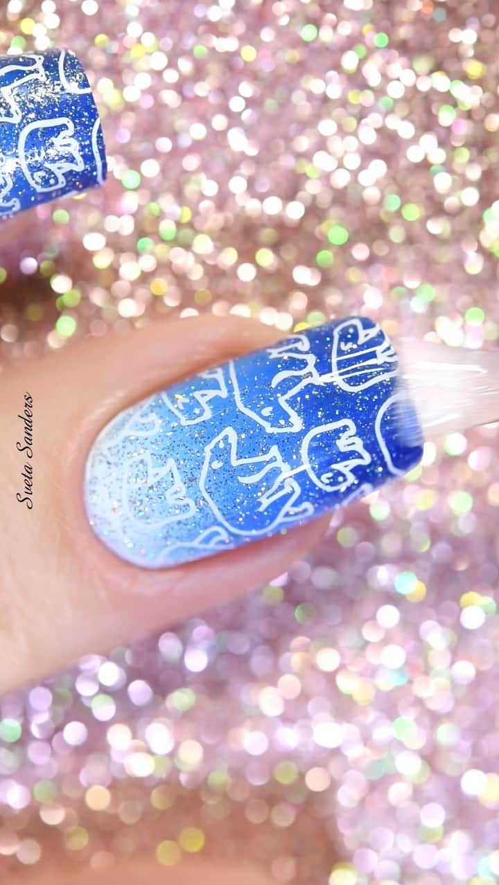 Sveta Sandersのインスタグラム：「I used products by @whatsupnails / я использовала материалы от @whatsupnails :  Stamping Polishes : 💕 Whats Up Nails “Cloud Canvas”  💕 Whats Up Nails “Blanc My Mind”  💕 Whats Up Nails “Jay for a Day”  💕 Whats Up Nails “The Glint Life”   💕 Whats Up Nails - Magnified Clear Stamper & Scraper  💕 Whats Up Nails - B035 Icy Wonderland Stamping Plate」