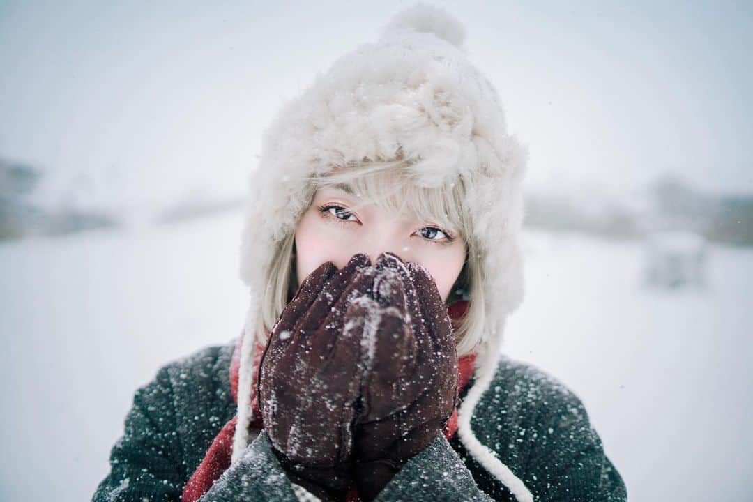 柊里杏のインスタグラム：「今日はとっても寒かったですね❄︎」